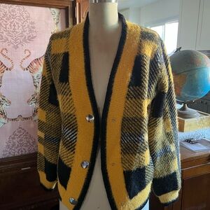 English Factory Yellow and Black Knit Cardigan